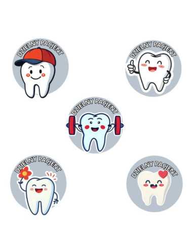 DZIELNYPACJENT.EU|NAKLEJKI DZIELNY PACJENT "ZĄBKI - 2" - 100 szt.|