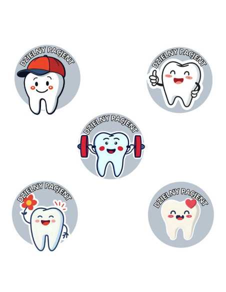 DZIELNYPACJENT.EU|NAKLEJKI DZIELNY PACJENT "ZĄBKI - 2" - 100 szt.|