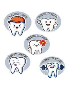 DZIELNYPACJENT.EU|NAKLEJKI DZIELNY PACJENT "ZĄBKI - 3" - 100 szt.|