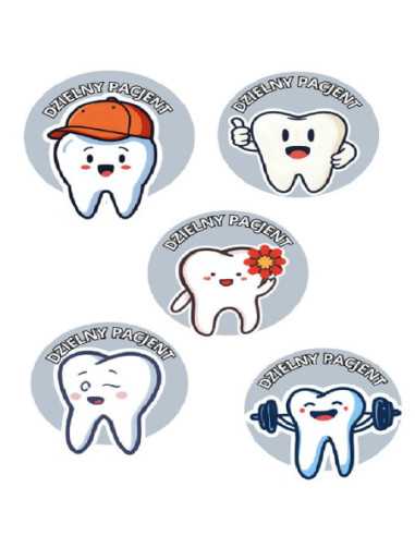 DZIELNYPACJENT.EU|NAKLEJKI DZIELNY PACJENT "ZĄBKI - 3" - 100 szt.|