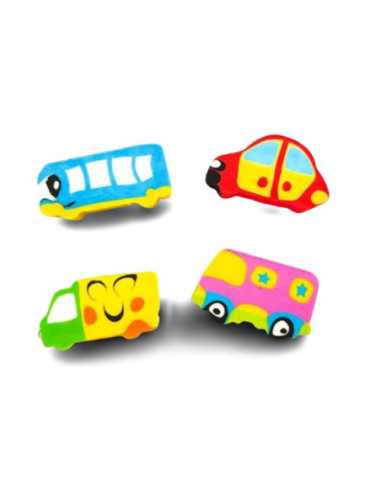 DZIELNYPACJENT.EU|GUMKI SZKOLNE "POJAZDY" - 4 szt.|