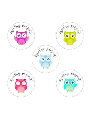 DZIELNYPACJENT.EU|NAKLEJKI DZIELNY PACJENT "SOWY" - 100 szt.|